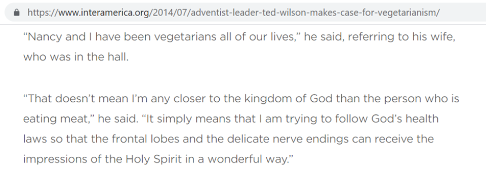 Ted Wilson Comment On Diet