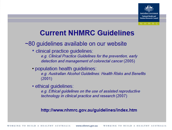 Nhmrc Guidelines 2009 80 Of Them Including Adg