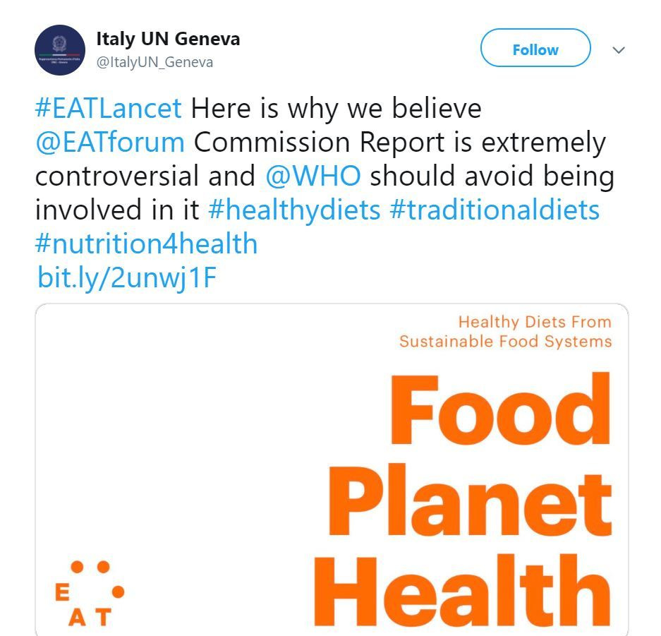 Un Italy Geneva Withdraws Support For Eat Lancet